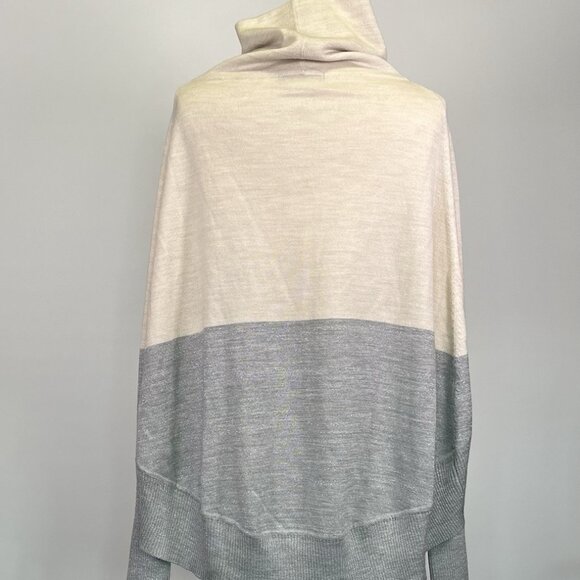 SmartWool Nokoni Poncho Sweater Cowl Neck S/M Cream Gray Metallic Wool Blend - Picture 8 of 10